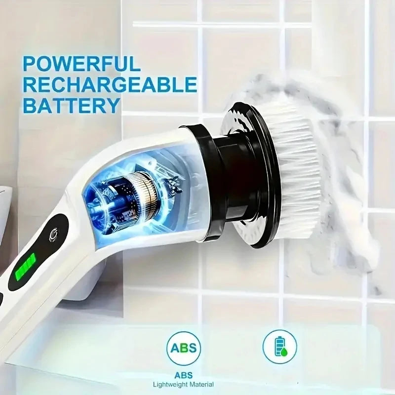Treloxy™ Spin Scrub Pro | Cordless Electric Cleaning Brush, Wireless Electric Rotating Scrubber, 7 Brush Heads and Adjustable Extension Handle, Bathroom Cleaning Brush, Household Cleaning Tools