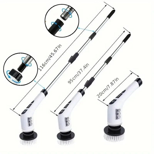 Treloxy™ Spin Scrub Pro | Cordless Electric Cleaning Brush, Wireless Electric Rotating Scrubber, 7 Brush Heads and Adjustable Extension Handle, Bathroom Cleaning Brush, Household Cleaning Tools