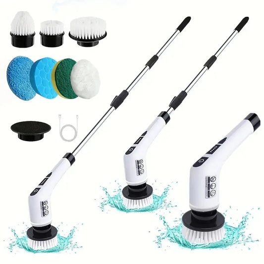 Treloxy™ Spin Scrub Pro | Cordless Electric Cleaning Brush, Wireless Electric Rotating Scrubber, 7 Brush Heads and Adjustable Extension Handle, Bathroom Cleaning Brush, Household Cleaning Tools